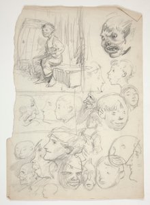 Estudio de un niño, estudio de rostros de Edwin Austin Abbey