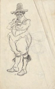 Estudio de un hombre del siglo XVII. Traje holandés - no identificado. Estudios al revés de Edwin Austin Abbey