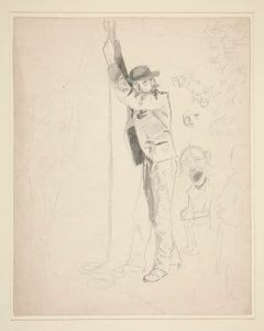 Estudio de un hombre tocando una campana; garabatos de EAA de Edwin Austin Abbey