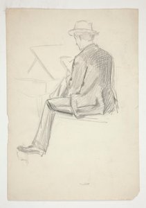 Estudio de un hombre sentado, dibujando de Edwin Austin Abbey