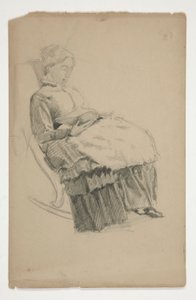Estudio de una anciana en mecedora, leyendo de Edwin Austin Abbey