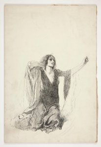 Estudio de mujer arrodillada, probablemente un estudio para Julieta en la escena de la tumba, de Edwin Austin Abbey