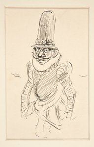 Estudio de hombre con traje del siglo XV, posiblemente una caricatura de la época de de Edwin Austin Abbey