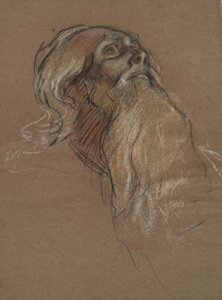 Estudio de la cabeza del rey Amfortas, para de Edwin Austin Abbey