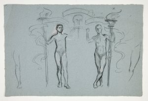 Estudio de dos flamebearers de Edwin Austin Abbey