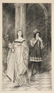 Sylvia y Valentine, del Acto II, Escena i, Dos caballeros de Verona de Edwin Austin Abbey
