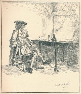 La carta. Dibujo a pluma inédito, 1890, 1923 de Edwin Austin Abbey