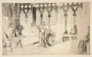 Escena de prueba, de la comerciante de Venecia. de Edwin Austin Abbey