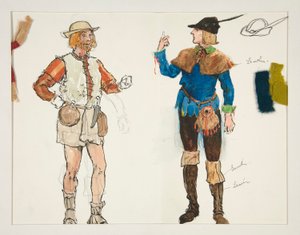 Dos hombres, boceto de vestuario para Henry Irving de Edwin Austin Abbey