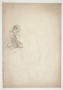 Dos figuras sentadas en un carro - (ilustración no identificada) de Edwin Austin Abbey