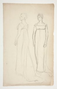Dos estudios de mujer con traje grecorromano