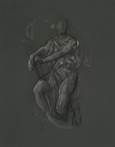 Estudio de figura no identificada para proyecto mural en el edificio del capitolio del estado de Pensilvania, Harrisburg, 1902-1911 de Edwin Austin Abbey