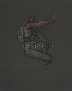 Estudio de figura no identificada para proyecto mural en el edificio del capitolio del estado de Pensilvania, Harrisburg, 1902-1911 de Edwin Austin Abbey