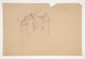 Ilustración no identificada - Estudio de tres figuras femeninas de Edwin Austin Abbey