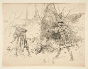 Valentine rescata a Sylvia, del Acto V, Escena IV, Dos caballeros de Verona de Edwin Austin Abbey