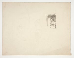 mujer, en, ventana, -, no identificado, ilustración de Edwin Austin Abbey