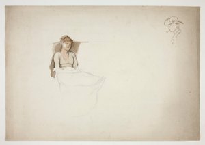 mujer sentada en una silla, durmiendo de Edwin Austin Abbey