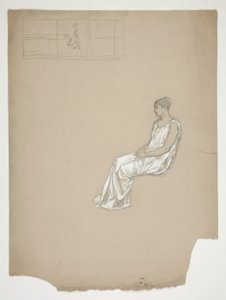 Mujer sentada con atuendo clásico: estudio para de Edwin Austin Abbey