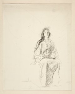Mujer sentada, boceto de una obra de Shakespeare no identificada de Edwin Austin Abbey