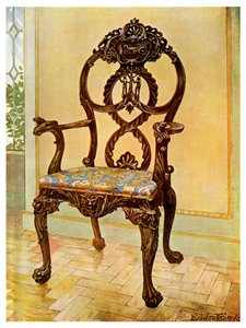 Silla tallada estilo Chippendale, 1911-1912 de Edwin Foley