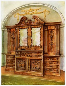 Librero tallado cerrado de caoba, estilo de Chippendale, influencia francesa, 1911-1912 de Edwin Foley