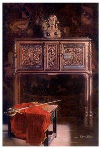 Aparador de roble tallado Luis XII, 1910 de Edwin Foley