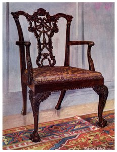Silla de caoba, estilo Chippendale, 1911-1912