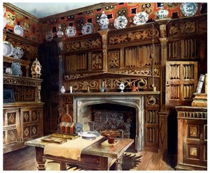 El estudio panelado en Groombridge Place, Kent, 1910 de Edwin Foley