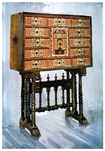 Gabinete Vargueno de castaño, marfil y otros materiales, 1910 de Edwin Foley