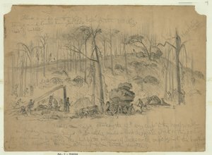 Ataque del Cuerpo del General Ewell (división de Johnston), anteriormente bajo Stonewall Jackson, en el flanco derecho del ejército de la Unión en Culp