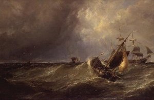 Un Barco Pesquero Holandés Entrando en el Puerto de Calais de Edwin Hayes