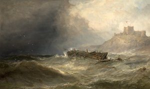 Brig a la deriva en la costa de Bamborough, Northumberland, 1875 de Edwin Hayes
