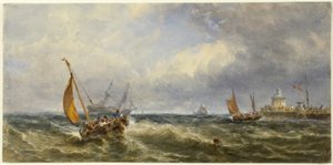 Vista Costera con Barcos de Edwin Hayes