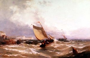 Barcos de Pesca en una Costa de Edwin Hayes