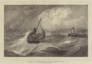 Viento fresco, Scarborough, barcos de pesca regresando al puerto, en la exposición de la Real Academia de Edwin Hayes