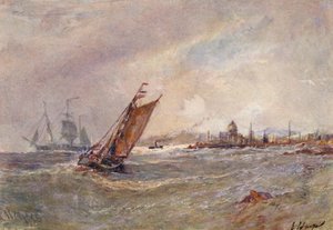 St Peter Port, Guernsey (litografía en color) de Edwin Hayes