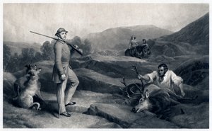 El príncipe Alberto cazando ciervos, mediados del siglo XIX