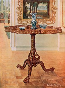 Mesa de Galería con Borde de Fretado--Escuela Chippendale de Edwin John Foley