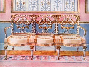 Sofá Blanco Dorado y Pintado--Influencia de Pergolesi
