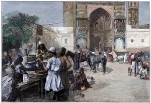Un restaurante al aire libre en Lahore, India, 1880 de Edwin Lord Weeks