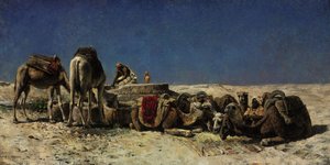 Camellos junto a una cisterna de Edwin Lord Weeks