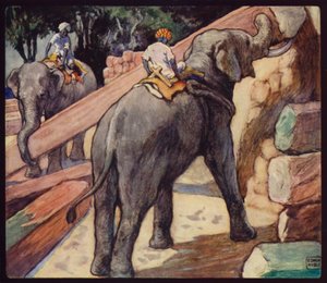 Elefantes apilando Teca de Edwin Noble