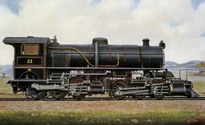 Locomotora de vapor nº 21. Entre los mongoles: Servicio de mazos en las montañas de Khingan, ferrocarril Pekín - Kalgang de Edwin Thomas Rudd