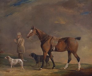 Un deportista con poni de tiro y perros de caza de Edwin W. Cooper of Beccles