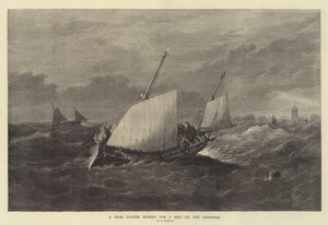 Un Lugger de Deal dirigiéndose a un Barco en los Goodwins