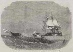 HMS Diadem rescatando a la Tripulación del Barco Americano Desarbolado C W Connor, cerca de Bermudas