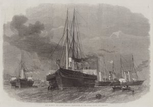 Su Majestad la Reina saliendo de Greenhithe en el yate real hacia Alemania de Edwin Weedon
