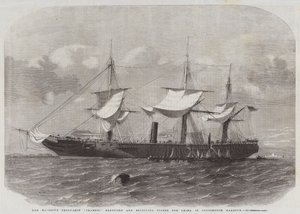 El buque de tropas de Su Majestad Transit, reacondicionando y recibiendo suministros para China en el puerto de Portsmouth de Edwin Weedon