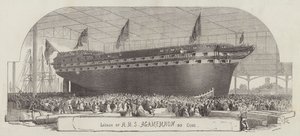 Lanzamiento del HMS Agamemnon, 90 cañones