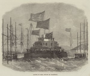 Lanzamiento del HMS Cyclops en Blackwall de Edwin Weedon